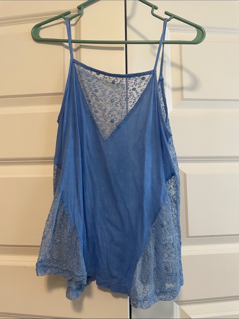 Blue Lace Trim Women's Camisole Tank Top
